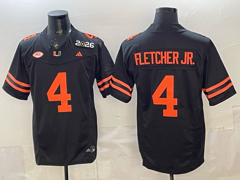 Men 2026 Miami Hurricanes #4 Fletcher jr Black 3th generations Limited NCAA Jersey 0019